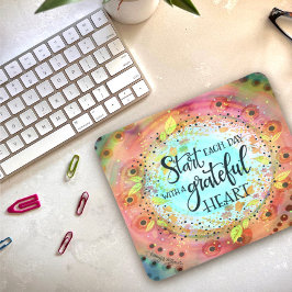 Mousepad Bonito Coração Grateful Floral Pastel Moderno
