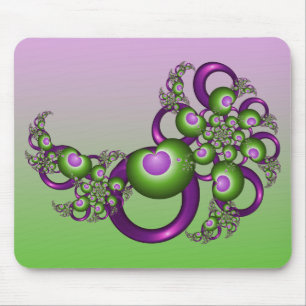 Mousepad Bonito Corações Verdes Rosa Moderno Abstrato Fract