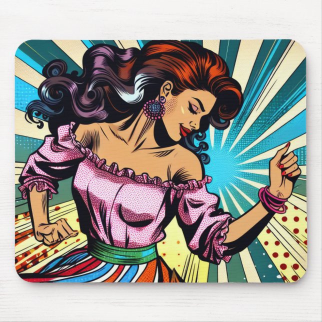 Mousepad Bonito dançando Salsa Pop Art (Frente)