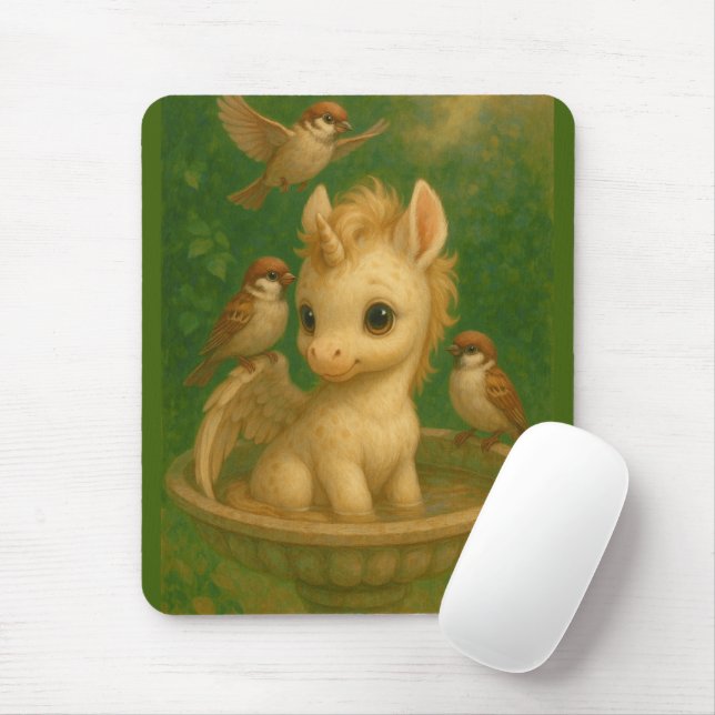 Mousepad Bonito, de olhos grandes, bebê unisus, pegasus uni (Com mouse)