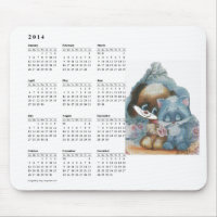 Mousepad bonito do calendário do gato & do cão