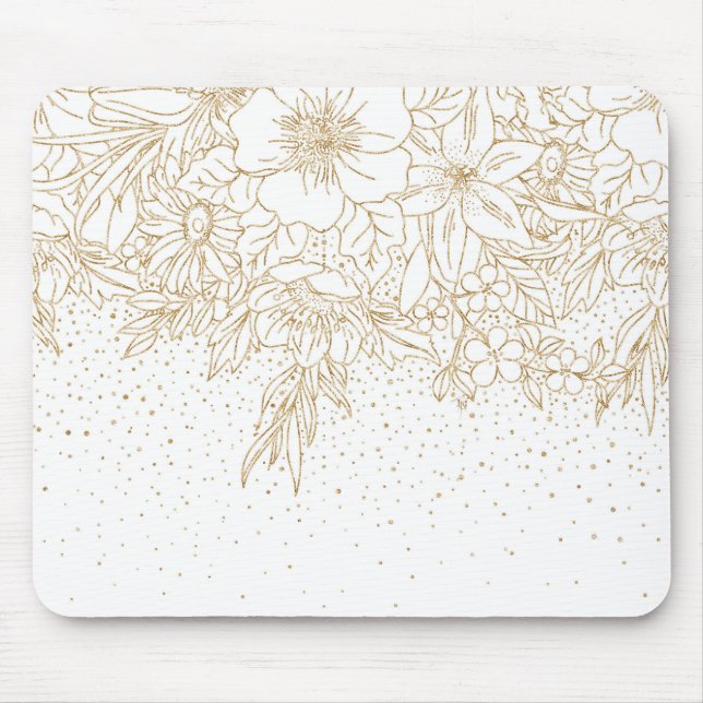 Mousepad Bonito e Dourado ponto de Confetti floral (Frente)