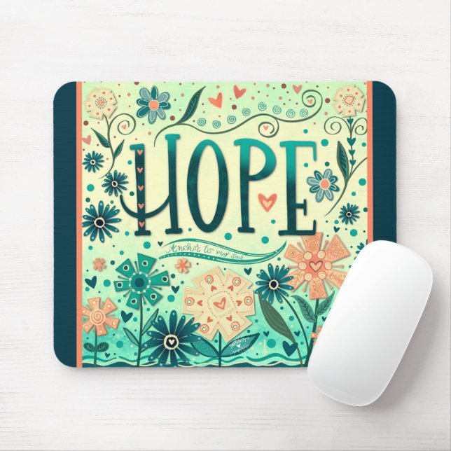 Mousepad Bonito Esperança Floral Teal Inspiradora Inspirivi (Com mouse)