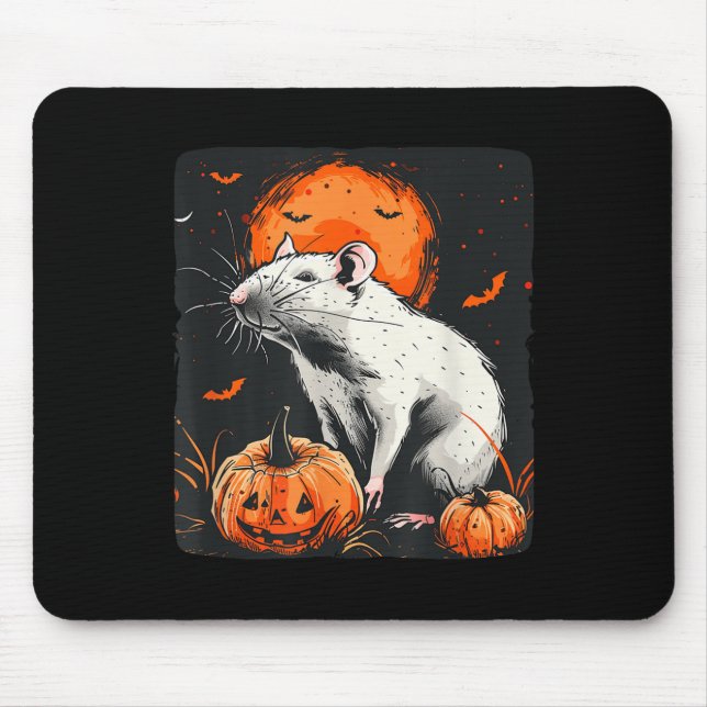 Mousepad Bonito Fita De Halloween Com Este Rato Branco E P (Frente)