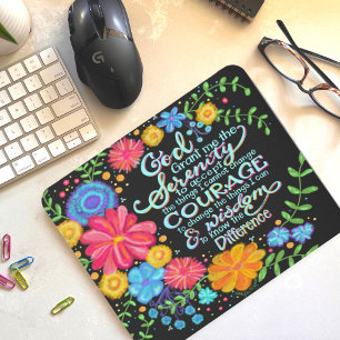Mousepad Bonito Floral "Deus me conceda Serenidade" Inspira