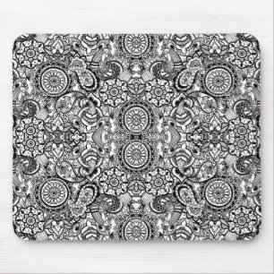 Mousepad Bonito floral paisley preto e branco