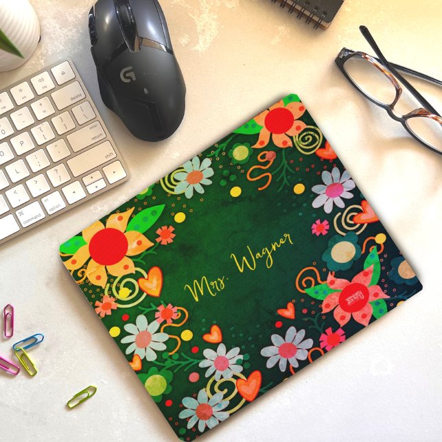 Mousepad Bonito Floral Personalizado Bloco de Professores V (Criador carregado)