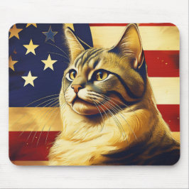 Mousepad Bonito Gato Com Pavilhão Americano