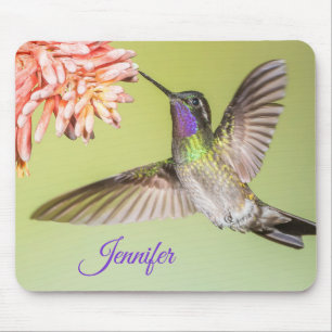 Mousepad Bonito Hummingbird em Voo e Flor Personalizado