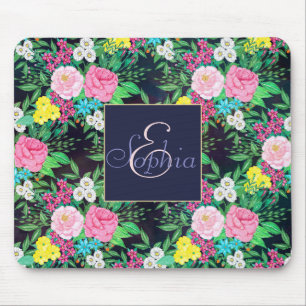 Mousepad Bonito mão tinta aquosa design floral