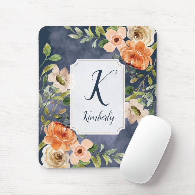 Mousepad Bonito Monograma Floral (Com mouse)