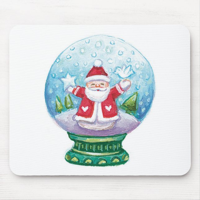 Mousepad Bonito Natal Snowglobe Papai Noel, Estrela, Pássar (Frente)