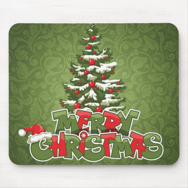 Mousepad Bonito Natal Vermelho e Verde Inspirado no Mousepa (Frente)