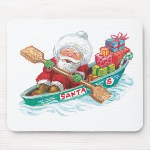 Mousepad Bonito Papai Noel Alegre de Desenho Animado em um
