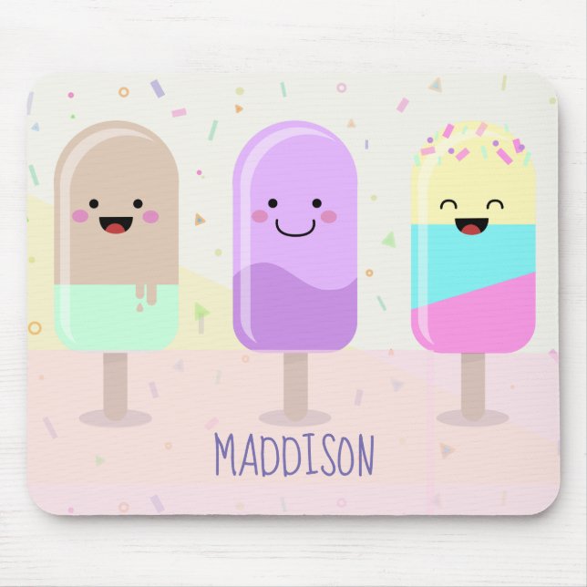Mousepad Bonito Pastel dos Lollies de gelo de Chibi (Frente)