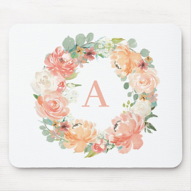 Mousepad Bonito Pêonias Eucalyptus Wreath Monograma (Frente)