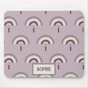 Mousepad Bonito personalizado Boho Rainbow Pink