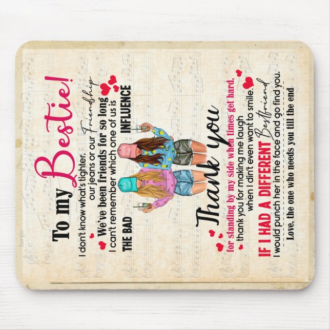 Mousepad Bonito presente para o melhor amigo, presentes eng (Frente)