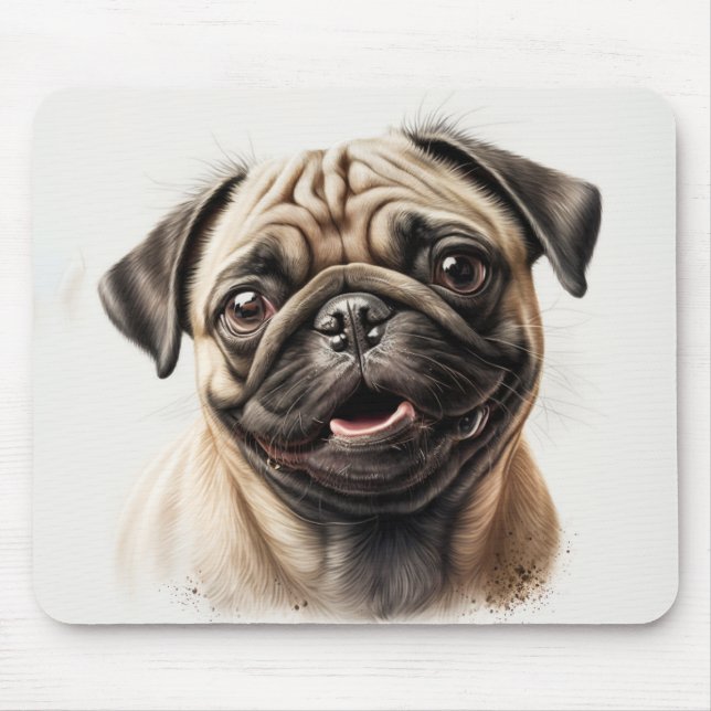 Mousepad Bonito Pug Refrigerado Melhor Cão Mãe Nunca (Frente)