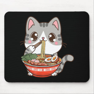 Mousepad Bonito Ramen Cat Kawaii Anime Comida Japonês Menin