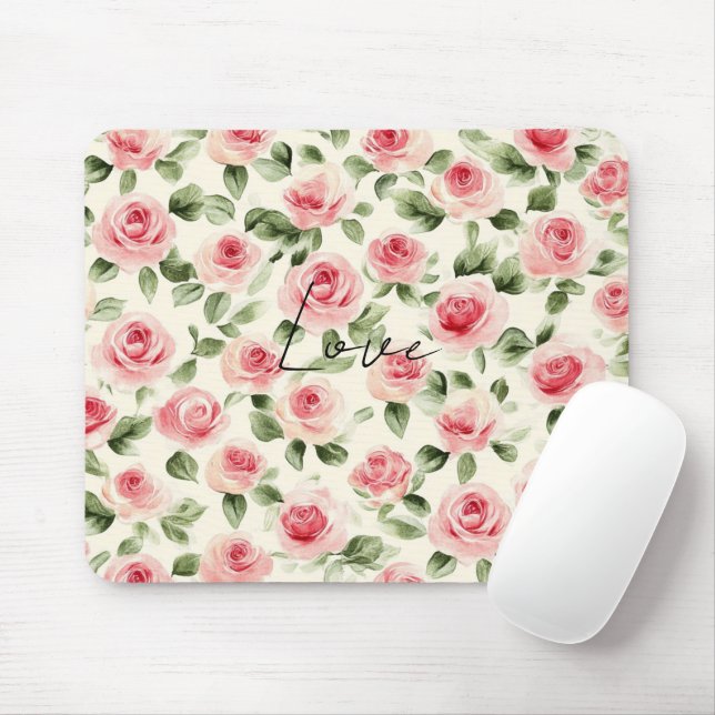Mousepad Bonito Rosas Rosa Floral (Com mouse)