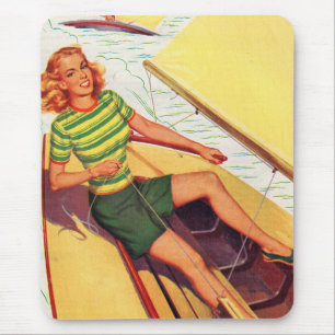 Mousepad bonito senhora dos anos 40 num barco