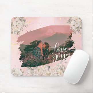Mousepad Bonito Te Amo Foto Personalizada Para Floral Rosa-