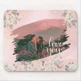 Mousepad Bonito Te Amo Foto Personalizada Para Floral Rosa-