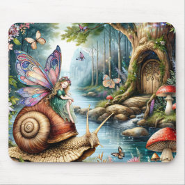 Mousepad Bonito terra de fadas com caracol e borboletas bon