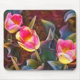 Mousepad Bonito Tulipa Rosa com Mouse