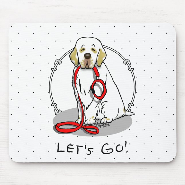 Mousepad Bonito Vamos Lá! Cachorro Clumber Spaniel passeand (Frente)