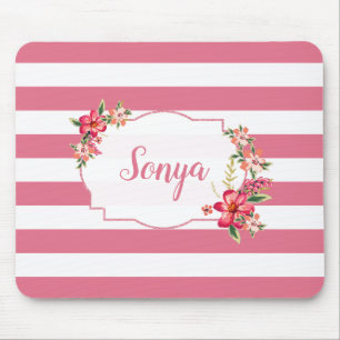 Mousepad Bonitos, Rosa E Listras brancas