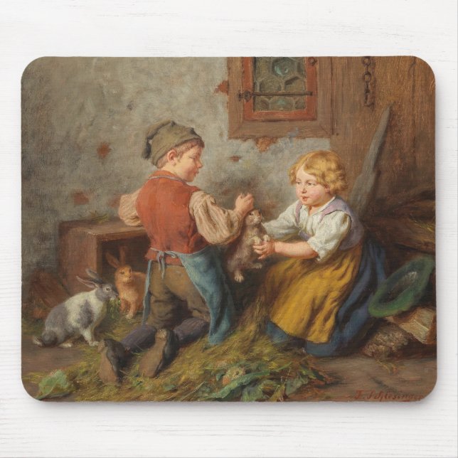 Mousepad Bons Amigos (Jovens Brincando Com Coelho De Pet) (Frente)