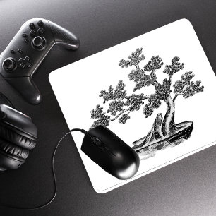 Mousepad Bonsai - Estilo chinês - preto e branco