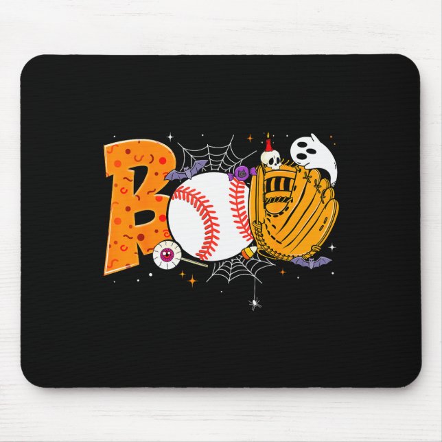 Mousepad Boo Baseball Player Catcher Tcher Funny Halloween  (Frente)
