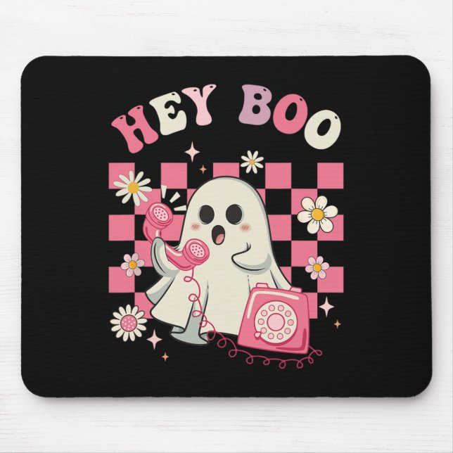 Mousepad Boo Groovy Cute Ghost Dia de as Bruxas engraçado M (Frente)