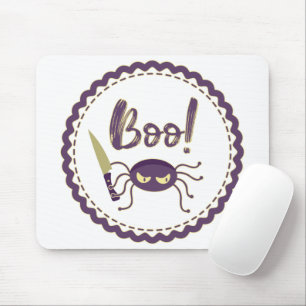 Mousepad Boo! T-Shirt com faca de aranha do Halloween