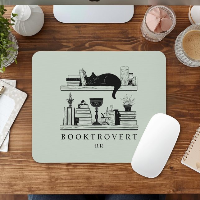 Mousepad Book Lover's Monogram Initials Booktrovert (Criador carregado)