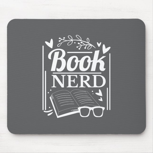 Mousepad Bookworm de Nerd do Livro Branco Negro-Cinto (Frente)