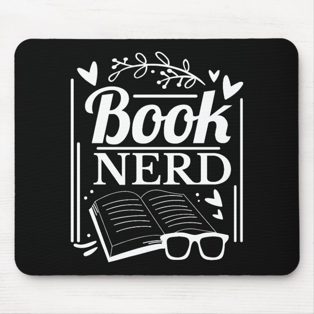Mousepad Bookworm de Nerd do Livro Branco Negro-Cinto (Frente)