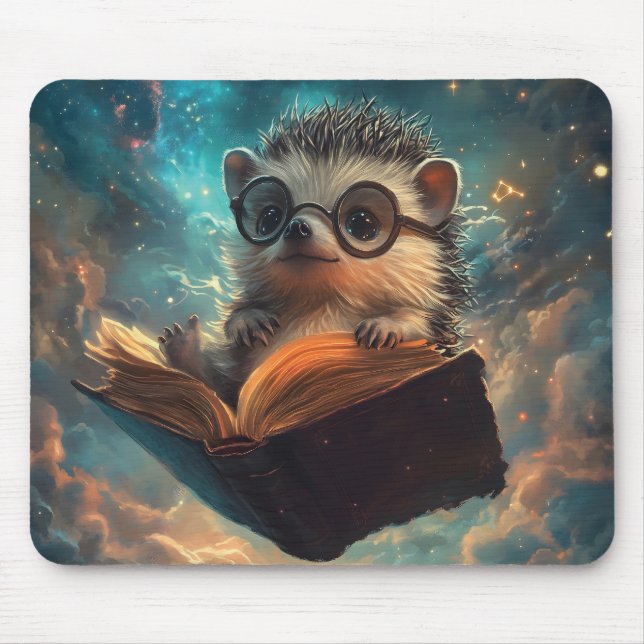 Mousepad Bookworm de porco-gato-de-galáxia (Frente)