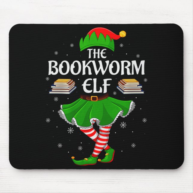 Mousepad Bookworm Elf Christmas Family Girls Women Elf Squa (Frente)