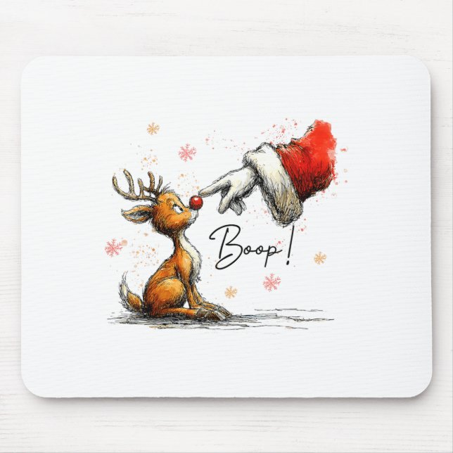 Mousepad Boop Funny Santa Farmer Reindeer Cute Christmas Ho (Frente)