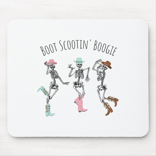 Mousepad Boot Scootin Boogie Skeletons Dançando no Western  (Frente)