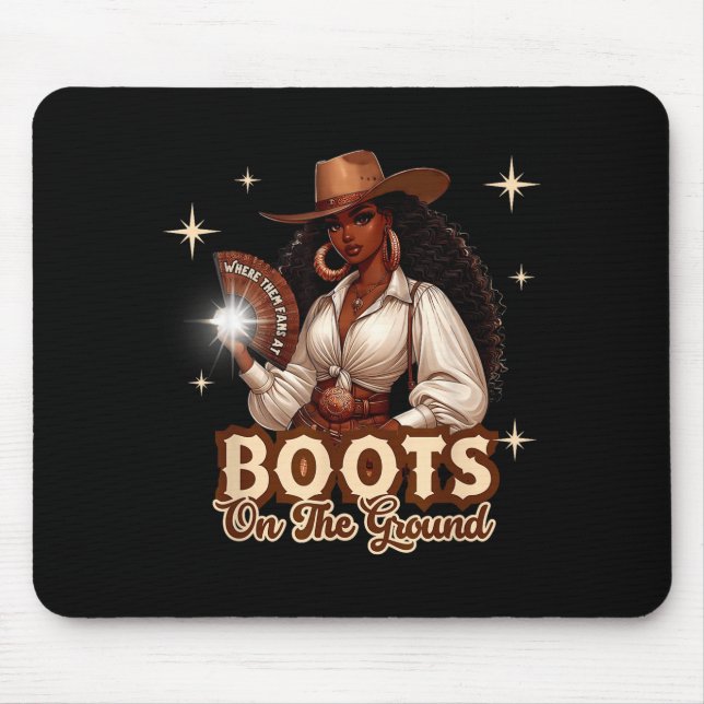 Mousepad Boots On The Ground Cowgirl Western Black Girl Bla (Frente)