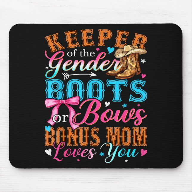 Mousepad Boots Or Bows Bonus Mom Loves You Gender Reveal Fa (Frente)