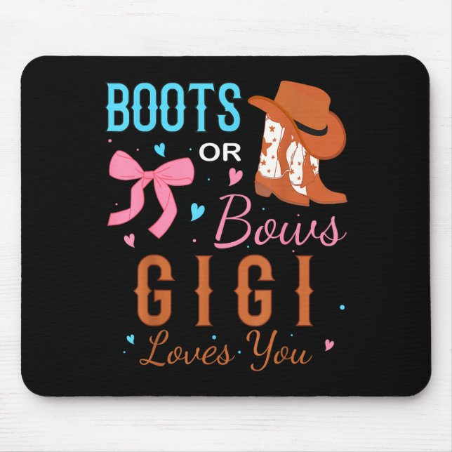 Mousepad Boots Or Bows Gigi Loves You Gender Reveal Party  (Frente)