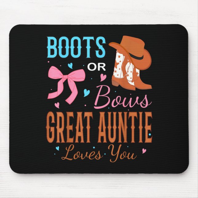 Mousepad Boots Or Bows Great Auntie Loves You Gender Reveal (Frente)