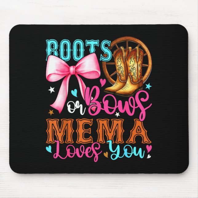 Mousepad Boots Or Bows Mema Loves You Gender Reveal Party  (Frente)