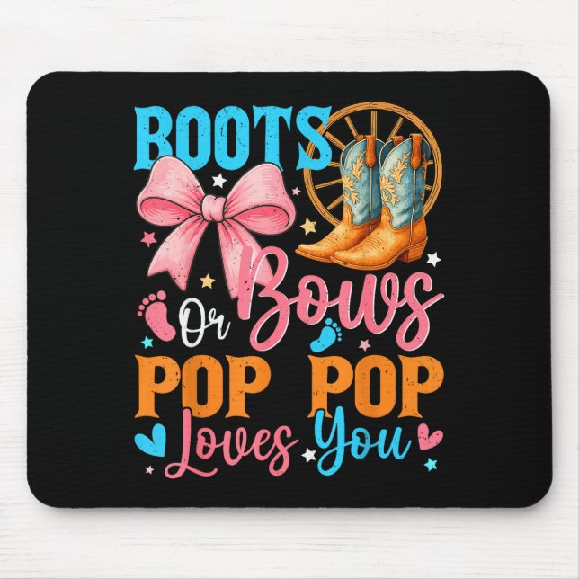 Mousepad Boots Or Bows P P Loves You Gender Reveal Family  (Frente)